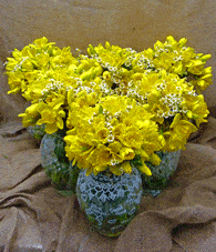 Daffodil wedding vases table centres
