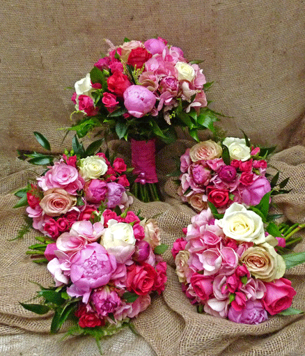 Cerise pink bridal bouquets