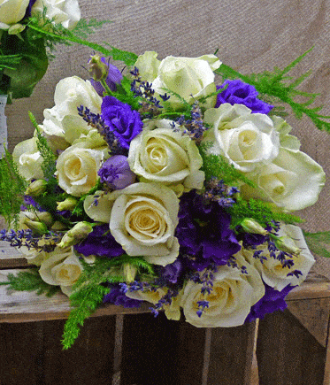 White and Purple with Lavender Bridal bouquets