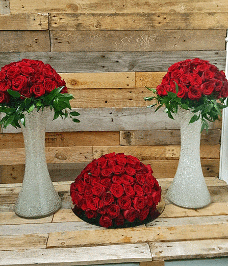 Red rose wedding table centres