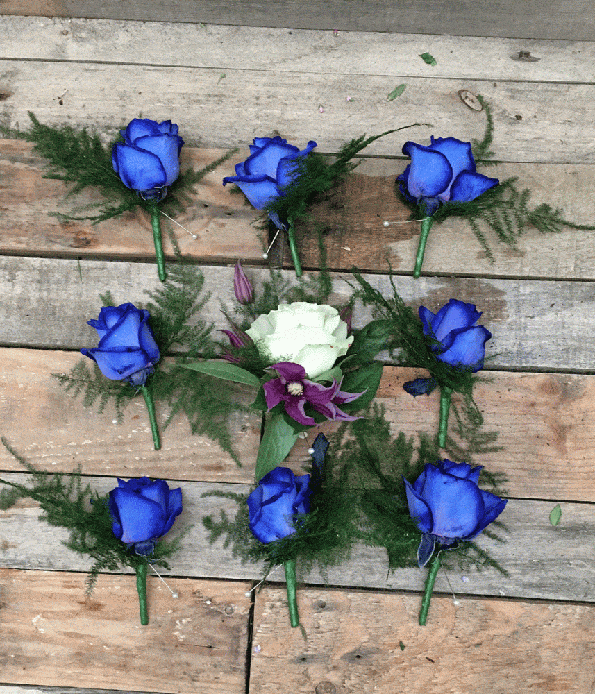 Blue rose buttonholes
